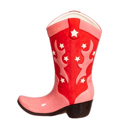 Cowboy Boot Pink & Red Vase 