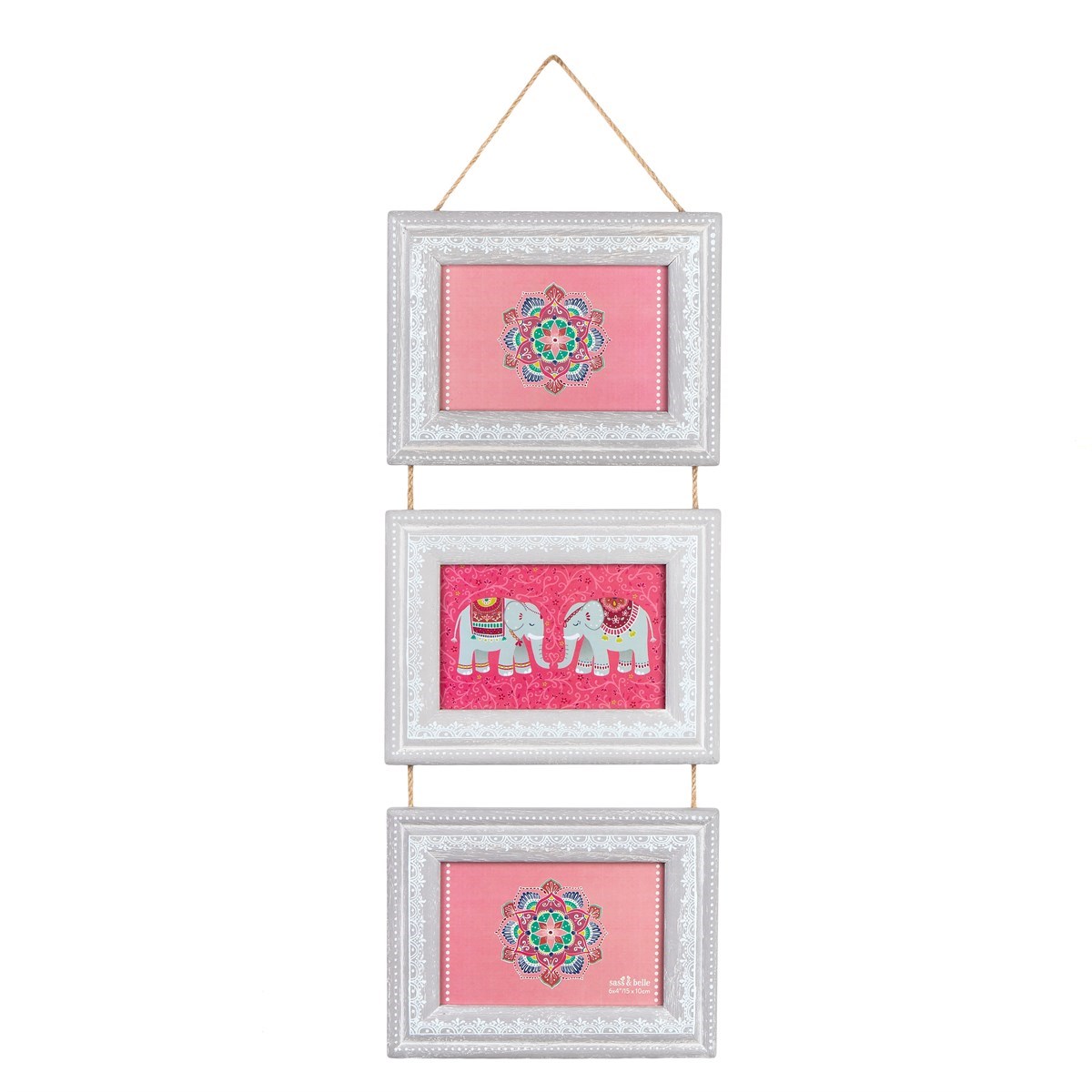 Mandala Elephant Triple Hanging Photo Frame Mandala Elephant Triple Hanging Photo Frame Default Image