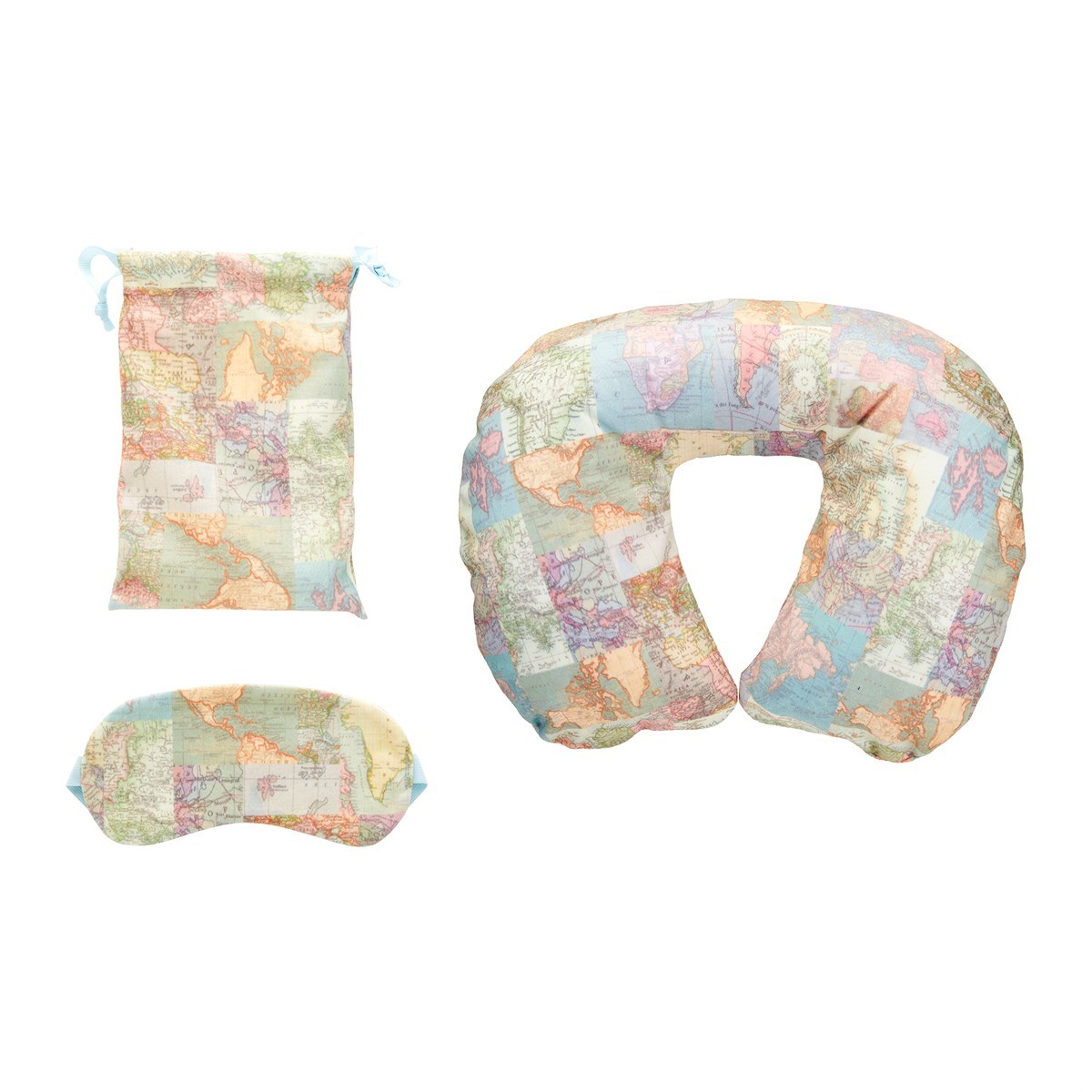 Vintage Map Travel Pillow And Eye Mask Set Neck Pillow, Blanket and Eye Mask