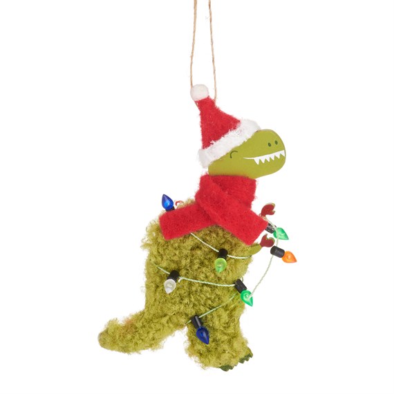 Dino with Christmas Lights Hanging Decoration