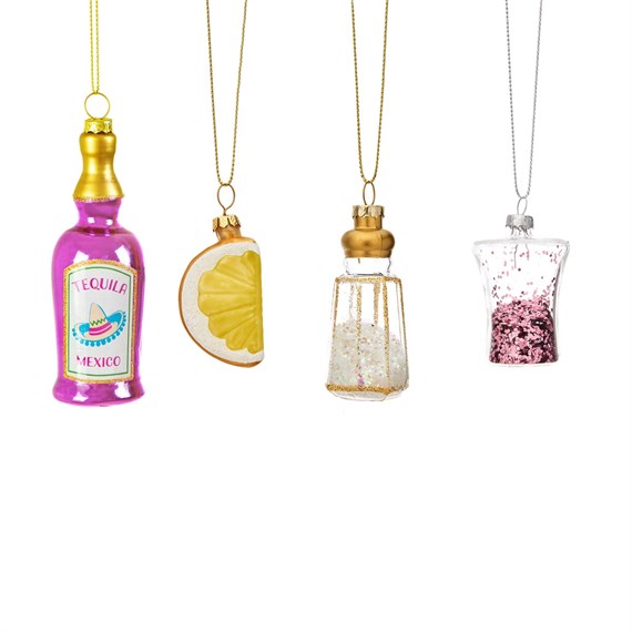 Christmas Cheer Tequila Shaped Baubles - Set of 4
