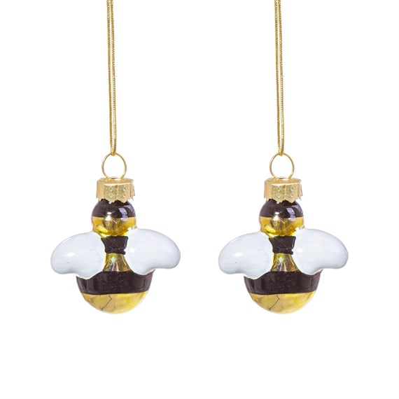Bee Shaped Mini Baubles - Set of 2